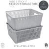 Simplify 4Pk Large Slide 2 Stack It Tote Basket | Storage & Organization | Open Bins with Stackable Capability | Bathroom | Crafts | Pantry | Playroom | Office | Grey (KIT-25930-GREY-4PK) view 2