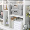 Simplify 4Pk Large Slide 2 Stack It Tote Basket | Storage & Organization | Open Bins with Stackable Capability | Bathroom | Crafts | Pantry | Playroom | Office | Grey (KIT-25930-GREY-4PK) view 3