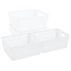 Simplify 4Pk Large Slide 2 Stack It Tote Basket | Storage & Organization | Open Bins with Stackable Capability | Bathroom | Crafts | Pantry | Playroom | Office | White (KIT-25930-WHITE-4PK) view 1