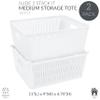 Simplify 4Pk Large Slide 2 Stack It Tote Basket | Storage & Organization | Open Bins with Stackable Capability | Bathroom | Crafts | Pantry | Playroom | Office | White (KIT-25930-WHITE-4PK) view 2