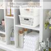 Simplify 4Pk Large Slide 2 Stack It Tote Basket | Storage & Organization | Open Bins with Stackable Capability | Bathroom | Crafts | Pantry | Playroom | Office | White (KIT-25930-WHITE-4PK) view 3