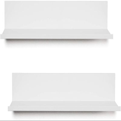Hangman No-Stud Floating Shelves White Powder Coated Aluminum Wall Shelf Set Modern Home Dcor No Drill Easy Install - 36 Inch