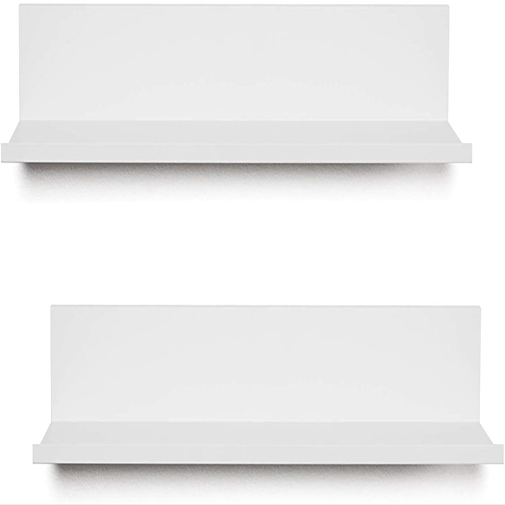 Hangman No-Stud Floating Shelves White Powder Coated Aluminum Wall Shelf Set Modern Home Dcor No Drill Easy Install - 36 Inch