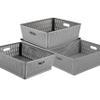 Simplify 4Pk Shallow Slide 2 Stack It Tote Basket | Storage & Organization | Open Bins with Stackable Capability | Bathroom | Crafts | Pantry | Playroom | Office | Grey (KIT-25933-GREY-4PK) view 1