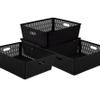 Simplify 4Pk Shallow Slide 2 Stack It Tote Basket | Storage & Organization | Open Bins with Stackable Capability | Bathroom | Crafts | Pantry | Playroom | Office | Black view 1