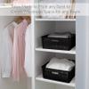 Simplify 4Pk Shallow Slide 2 Stack It Tote Basket | Storage & Organization | Open Bins with Stackable Capability | Bathroom | Crafts | Pantry | Playroom | Office | Black view 3