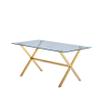 Best Master Furniture Timber 63" Contemporary Rectangular Glass Dining Table, Gold view 1