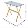 Best Master Furniture Timber 63" Contemporary Rectangular Glass Dining Table, Gold view 3
