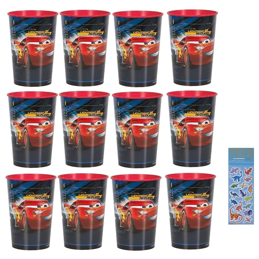 Disney Cars Birthday Party Supplies Bundle Pack includes 12 Plastic Reusable Cups
