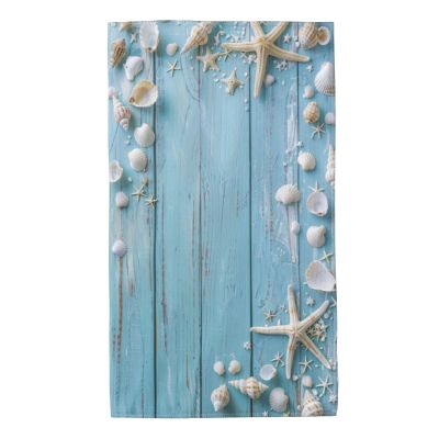Aieefun Ultra Soft Absorbent Hand Towels with Starfish Shells Print, Blue Board Patterns Bathroom Towel for Gym and Spa, 27.5 x 15.7 Inches