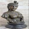 Art Nouveau 100% Real Bronze Woman Bust Bronze Sculpture Marble Statue by Think Bronze Lost Wax Artwork Gift view 1