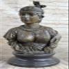 Art Nouveau 100% Real Bronze Woman Bust Bronze Sculpture Marble Statue by Think Bronze Lost Wax Artwork Gift view 2