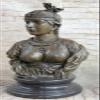 Art Nouveau 100% Real Bronze Woman Bust Bronze Sculpture Marble Statue by Think Bronze Lost Wax Artwork Gift view 3