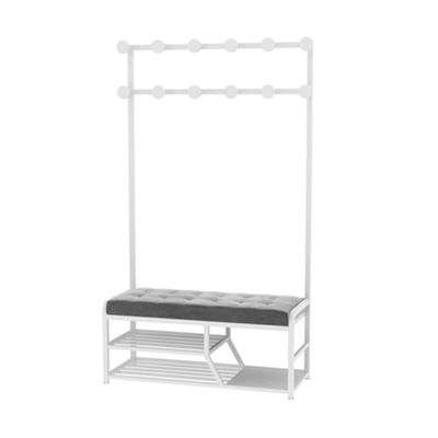 LHHL Entryway Coat Rack 4 in 1 Hall Tree Multifunction Shoe Change Stool Storage Rack with Hooks Hallway Home Bedroom Drying Rack Easy Assembly (Color : White, Size : 100x35x175cm)