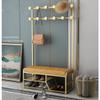 LHHL Entryway Coat Rack 4 in 1 Hall Tree Multifunction Shoe Change Stool Storage Rack with Hooks Hallway Home Bedroom Drying Rack Easy Assembly (Color : Gold B, Size : 150x35x175cm) view 2