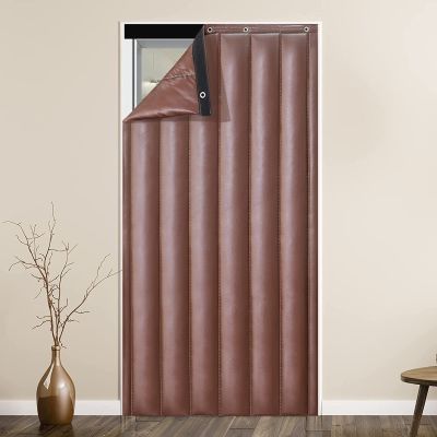 Reduce Noise Bar Door Curtain, Thermal Insulated Soundproof Screen Door Cover Privacy Divider Blackout Barrier Partition, Doorway Hanging Door Draft Stopper for Air Conditioner Heater Room/Kitchen