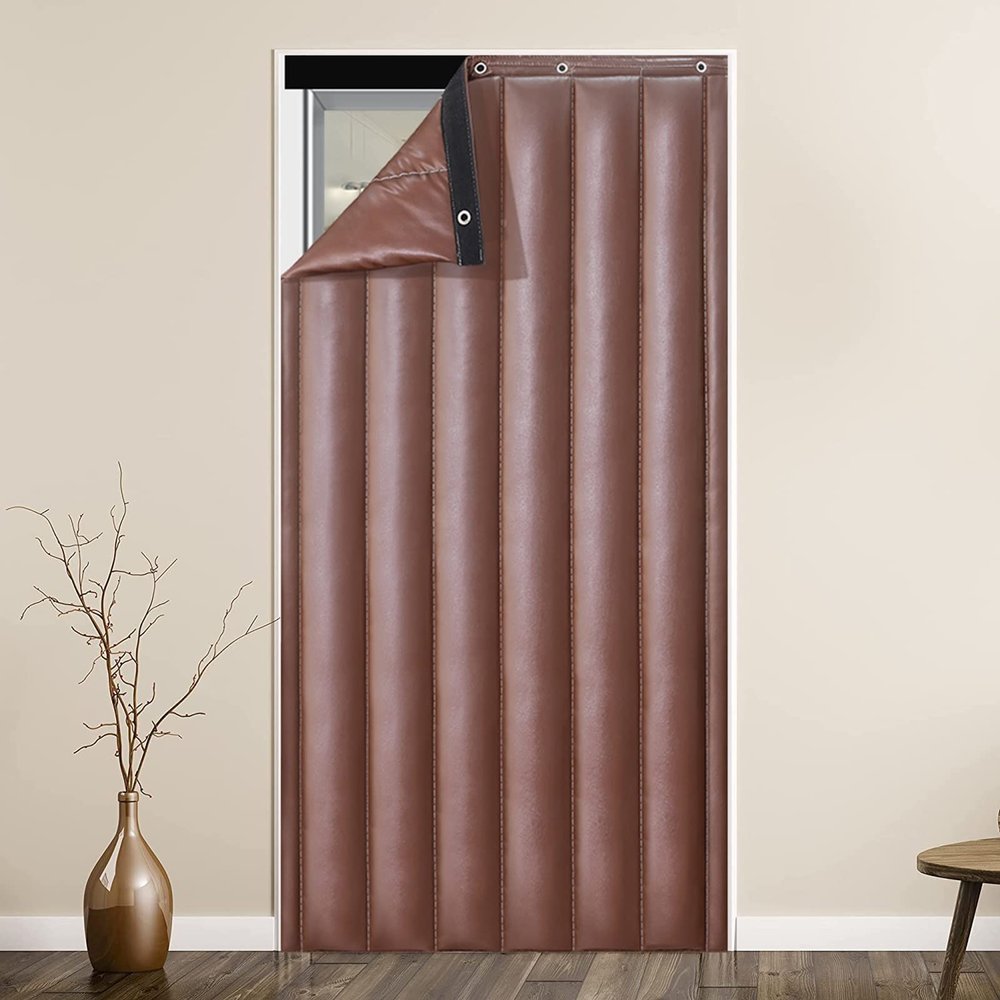 Reduce Noise Bar Door Curtain, Thermal Insulated Soundproof Screen Door Cover Privacy Divider Blackout Barrier Partition, Doorway Hanging Door Draft Stopper for Air Conditioner Heater Room/Kitchen