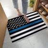 Fluffy Bath Rug Black USA Flag Stripes and Stars Independence Day Police,Non Slip Shag Carpet Soft Plush Floor Door Mat US Flags Law Enforcement,Absorbent Entrance Rugs Kitchen Bathroom 24x35In view 2
