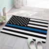 Fluffy Bath Rug Black USA Flag Stripes and Stars Independence Day Police,Non Slip Shag Carpet Soft Plush Floor Door Mat US Flags Law Enforcement,Absorbent Entrance Rugs Kitchen Bathroom 24x35In view 3