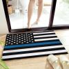 Fluffy Bath Rug Black USA Flag Stripes and Stars Independence Day Police,Non Slip Shag Carpet Soft Plush Floor Door Mat US Flags Law Enforcement,Absorbent Entrance Rugs Kitchen Bathroom 24x35In view 4
