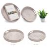 13.8 inch Round Rattan Tray, Decorative Coffee Table Tray, Ottoman Tray, Woven Serving Tray with Handles, Wicker Serving Basket, Whitewash view 4