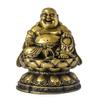 Addune Fengshui Maitreya Happy Laughing Buddha Sitting on Lotus Flower Statue Brass Lucky Figures Bless Safe Home Art Decor view 1