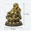 Addune Fengshui Maitreya Happy Laughing Buddha Sitting on Lotus Flower Statue Brass Lucky Figures Bless Safe Home Art Decor view 2