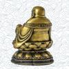 Addune Fengshui Maitreya Happy Laughing Buddha Sitting on Lotus Flower Statue Brass Lucky Figures Bless Safe Home Art Decor view 3
