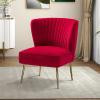 Tina's Home Velvet Armless Accent Chair, Upholstered Modern Small Side Chair with Golden Legs, Comfy Cute Wingback Slipper Chair for Living Room, Study, Beauty Room, Thickly Padded(RED) view 1
