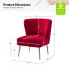 Tina's Home Velvet Armless Accent Chair, Upholstered Modern Small Side Chair with Golden Legs, Comfy Cute Wingback Slipper Chair for Living Room, Study, Beauty Room, Thickly Padded(RED) view 2