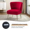Tina's Home Velvet Armless Accent Chair, Upholstered Modern Small Side Chair with Golden Legs, Comfy Cute Wingback Slipper Chair for Living Room, Study, Beauty Room, Thickly Padded(RED) view 3