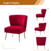 Tina's Home Velvet Armless Accent Chair, Upholstered Modern Small Side Chair with Golden Legs, Comfy Cute Wingback Slipper Chair for Living Room, Study, Beauty Room, Thickly Padded(RED) view 4