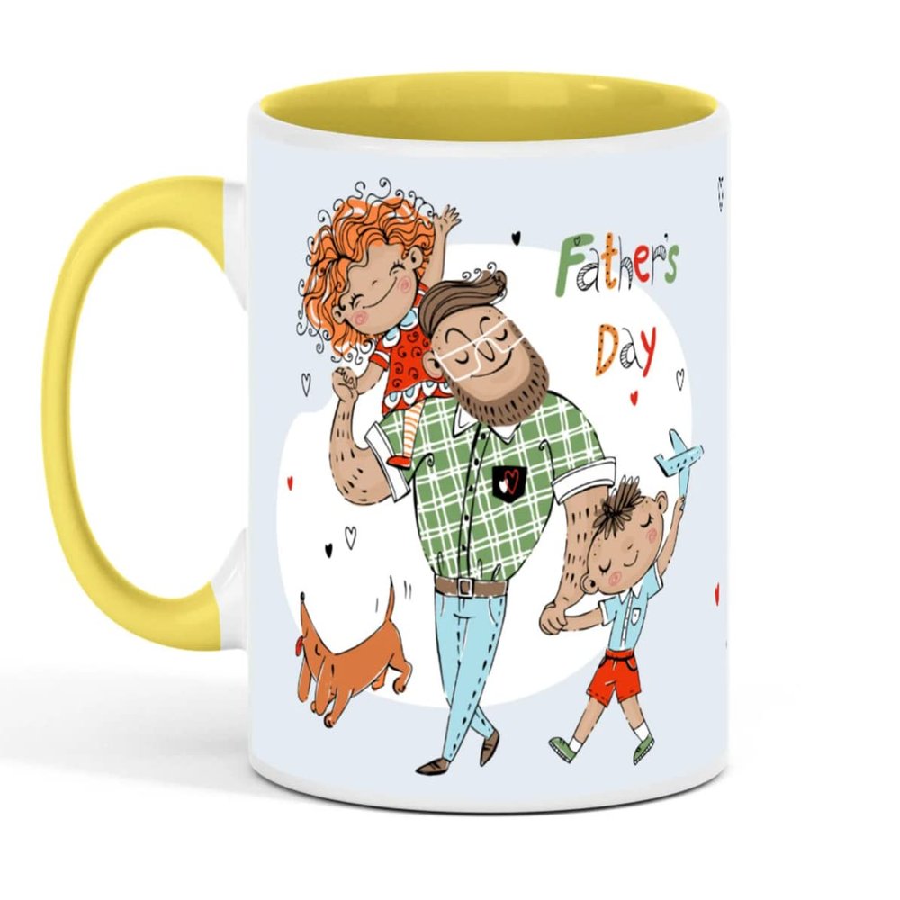 11 oz Fathers Day Standard Size Glossy Ceramic One Mug (11 oz, Yellow)