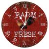 Farm Fresh Rooster Wine Red Board Wood Wall Clock Chicken Farm Aanimal Clock Silent Non Ticking Battery Operated Wooden Wall Clocks 15inch Tuscan Country Style Wall Clock for Home Office School view 1