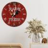 Farm Fresh Rooster Wine Red Board Wood Wall Clock Chicken Farm Aanimal Clock Silent Non Ticking Battery Operated Wooden Wall Clocks 15inch Tuscan Country Style Wall Clock for Home Office School view 4