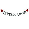 15 YEARS LOVED BannerPre-strung15th Birthday / Wedding Anniversary Party Decorations SuppliesBlack Glitter Paper Garlands Backdrops, Letters Black Betteryanzi view 1