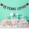 15 YEARS LOVED BannerPre-strung15th Birthday / Wedding Anniversary Party Decorations SuppliesBlack Glitter Paper Garlands Backdrops, Letters Black Betteryanzi view 3