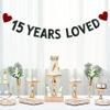 15 YEARS LOVED BannerPre-strung15th Birthday / Wedding Anniversary Party Decorations SuppliesBlack Glitter Paper Garlands Backdrops, Letters Black Betteryanzi view 4