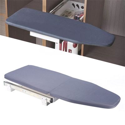 31.9" X 12.2" Closet Pull-Out Ironing Board, 180 Rotation Retractable Iron Board Mini Ironing Board Stow Away in The Cabinet | with Cotton Ironing Board Cover | Grey