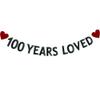 100 YEARS LOVED BannerPre-strung100th Birthday/Wedding Anniversary Party Decorations SuppliesBlack Glitter Paper Garlands Backdrops, Letters Black Betteryanzi view 1