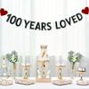 100 YEARS LOVED BannerPre-strung100th Birthday/Wedding Anniversary Party Decorations SuppliesBlack Glitter Paper Garlands Backdrops, Letters Black Betteryanzi view 4