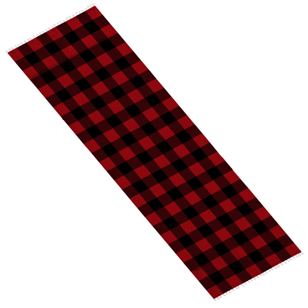 Microwave Oven Dust Cover, Christmas Red and Black Plaid Buffalo Check Farmhouse Decoration Anti-Slip Refrigerator Dust Cover Washing Machine Top Cover with Storage Pockets 21" X 51"