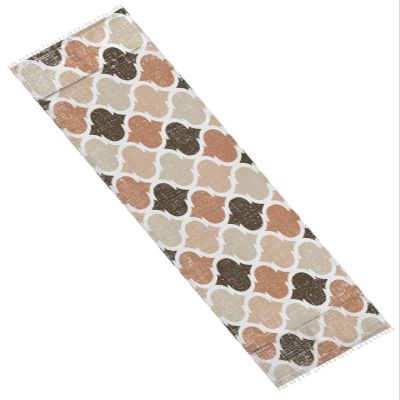Microwave Oven Dust Cover, Retro Morocco Geometric Vintage Pattern Brown Anti-Slip Refrigerator Dust Cover Washing Machine Top Cover with Storage Pockets 21" X 51"