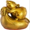 Addune Feng Shui Year of The Rat Statue on Gold Bag Mouse Figurine Brass Chinese Zodiac Decor Home Office Desk Gifts Luck Wealth view 1