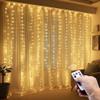 poripori 300 LED Curtain String Lights, Twinkle Fairy Lights for Bedroom with 8 Lighting Modes, USB Christmas Lights for Party Home Bedroom Indoor Wall Room Decor (Warm White) view 1