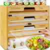 5 in 1 Foil and Plastic Wrap Organizer with Cutter, Plastic Wrap Food Dispenser with Paper Towel Holder for 12 inch Roll Wax Paper Parchment, Wall Mount Aluminum Foil Dispenser for Kitchen Storage view 1