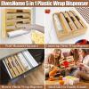 5 in 1 Foil and Plastic Wrap Organizer with Cutter, Plastic Wrap Food Dispenser with Paper Towel Holder for 12 inch Roll Wax Paper Parchment, Wall Mount Aluminum Foil Dispenser for Kitchen Storage view 3