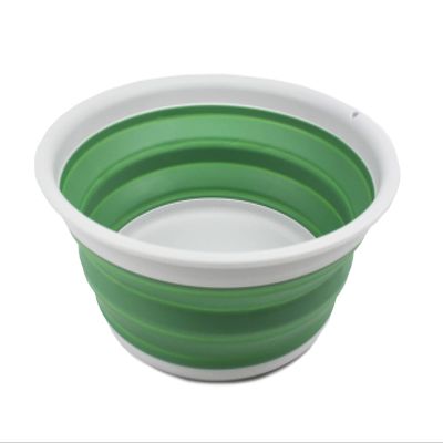 SAMMART 7.5L (1.98 Gallon) Collapsible Tub - Foldable Dish Tub - Portable Washing Basin - Space Saving Plastic Washtub (Light Grey/Dark Sea Green)