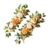 2PCS Wedding Arch Flowers, Artificial Peony Flower Swag with Green Leaves, Floral Arrangement for Sweetheart Table Centerpieces Ceremony Reception Backdrop Decor (Orange) view 1