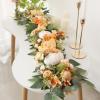 2PCS Wedding Arch Flowers, Artificial Peony Flower Swag with Green Leaves, Floral Arrangement for Sweetheart Table Centerpieces Ceremony Reception Backdrop Decor (Orange) view 2